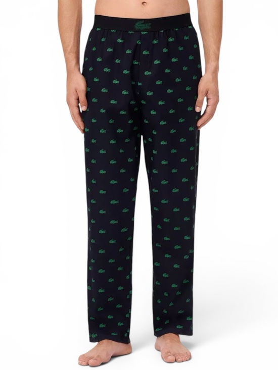 Lacoste Other - Lacoste 100% cotton sleepwear sleep pajama pants allover logo navy green M NEW